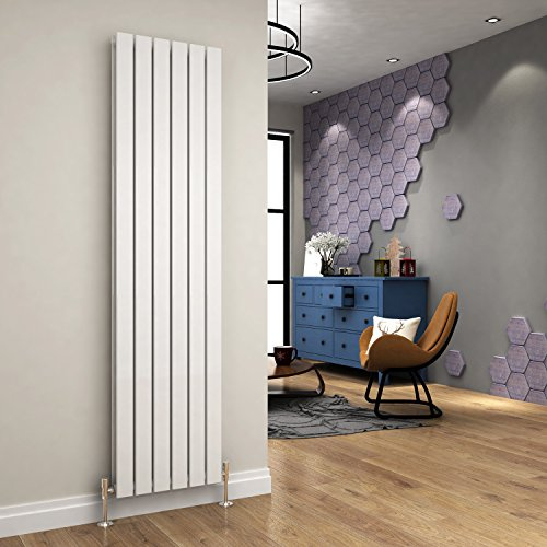 ELEGANT 1800 x 456 mm White Vertical Double Flat Panel Designer Radiator | Column Modern Central Heating for Bathroom, Living Room, Hallway