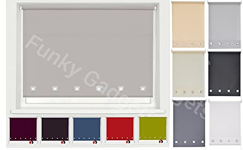 Funky Gadgets Roller Blinds Square Eyelet Light Filtering Roller Blind Daylight Trimmable Blinds Child Safe Easy Fit Metal Tube Home Office Window Blinds-Light Grey, W90 x L210cm