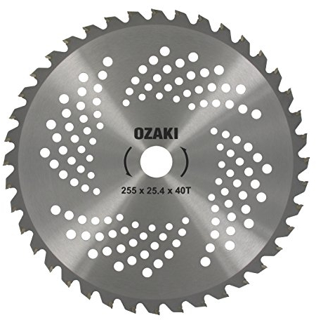OZAKI - Lame 40 Dents Pour Débrousailleuse - Dents à Pointe Carbure - Largeur de Coupe : 255 mm - Epaisseur 1,3 mm - Alésage 25,4 mm