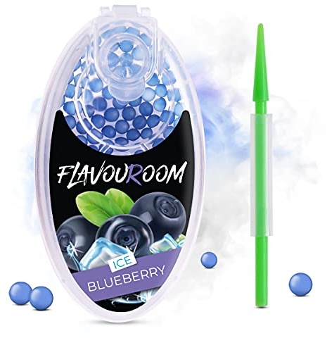 Flavouroom Aroma Click - 100 Premium Kugeln Set I Intensiver Flavour mit praktischer Box I Einfaches Einsetzen für DIY Ice Blueberry Genuss