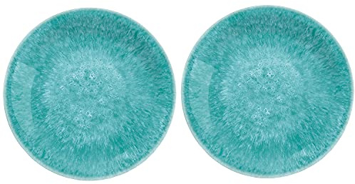 Bali Brights Aqua/Turquoise Melamine/Plastic/BBQ/Outdoor Dinner Plate Set (2)