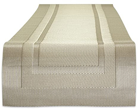 DII PVC Tischläufer für drinnen und draußen, gewebt, 35,6 x 182,9 cm, Champagner