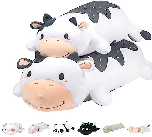 Mewaii Plüschkissen, 85 cm, langes Kissen mit Kühen für Kinder, Tierpuppe, Kawaii-Spielzeug, für Kinder, niedlich, weich, bequem, Kissen, Plüschkissen, als Geschenk ab 3 Jahren