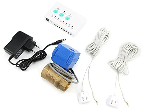 Sensor Detector de Alarma de Fugas de Agua, Sensor de Fugas de Agua con Válvula de Cierre DN25, Detección de Fugas de Alerta de Inundación con Indicador LED de Válvula de