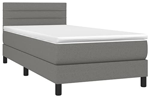 vidaXL Boxspringbett mit Matratze Dunkelgrau 100x200 cm Stoff