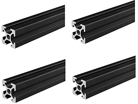 Coavoo 4 Stück Aluprofil 20x20 Alu Profil 500mm T Typ Schwarz Aluminium Profile 20x20 Europäischer Standard Eloxierte Linearschiene Extrusion, für 3D Drucker und CNC