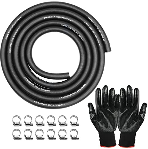 GAMPRO Benzinschlauch Kit, 3m Ø 10 mm Nitrilkautschuk Dieselschlauch Kraftstoffschlauch Starke Korrosionsbeständigkeit Ölschlauch mit 6 Stück Schlauchschellen Motorrad Roller