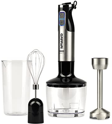 G3 Ferrari G20143 Antelao3-in-1 Stabmixer-Set mit Mixstab, Schneebesen und Zerkleinerer, DC-Motor, 1000 Watt DC, 8 Geschwindigkeiten, Turbo-Funktion, 4 Edelstahlklingen, Schwarz
