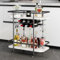 DAWNYIELD Carrello Mobile per Bevande a 2 Livelli Carrello da Bar su Ruote con Portabottiglie e Portabicchieri Carrello porta Bevande Moderno con Rotelle per la Festa in Cucina di Casa (Nero)