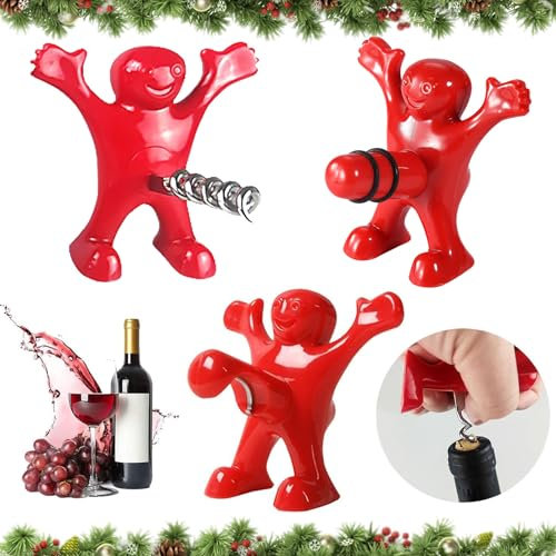 Apribottiglie Vino, 3 Pezzi Cavatappi Vino, Apribottiglie Divertenti, Bottiglia di Vino Cavatappi, Cavatappi per Bottiglia Vino, Set Apribottiglie Regalo per Bar, Abitazioni, Ristoranti