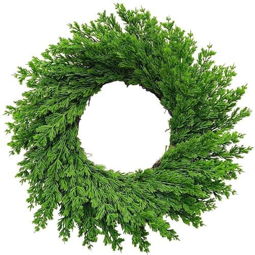Tannenkranz Künstlich,50 cm Norfolk Kiefernkranz,künstlicher adventskranz,Große Weihnachtskränze aus Kiefernholz,türkranz,Weihnachtsgirlande deko,für drinnen und draußen,Tür,Kamin,Wand,treppen