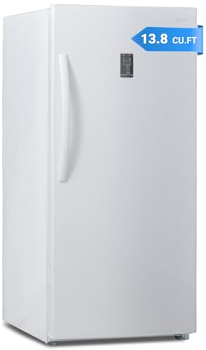 Upright Freezer, Freezer Upright, 13.8 cu ft Frost Free Convertible Fridge/Freezer, with LED Light, White