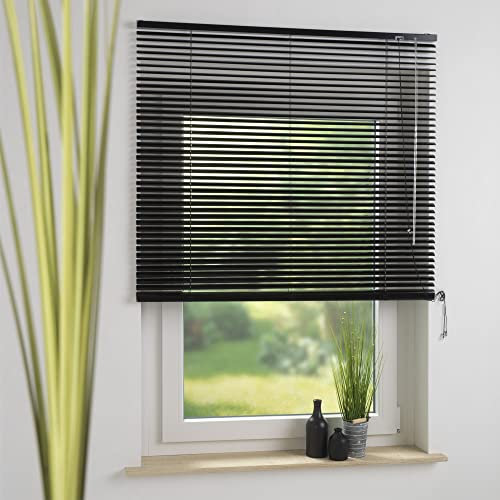 Aluminium-Jalousie, Wand -und Deckenmontage, Breite: 120 cm/Länge: 160 cm, Farbe: schwarz