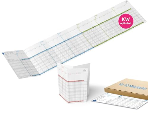 weekview Mitarbeiter Urlaubsplaner farbig 2025, Format 82,5x29,5 cm, großer Personalplaner für Urlaubs- und Projektplanung, Dienstkalender - 12 Monate, Urlaubskalender