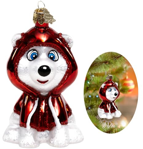 HZYC Eisbär-Weihnachtsbaumschmuck,Handgeblasenes Glas-Weihnachtsschmuck | Eisbär-Ornament zum Aufhängen, Weihnachtsdekorationen für Tierliebhaber Feiertagsparty Heim Geschenk
