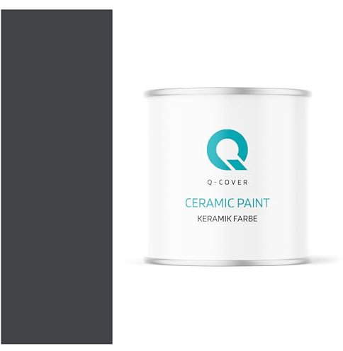 Q-COVER Keramik Farbe 2L (ca.14m²) Schwarz Wandfarbe Innenfarbe Abwaschbar Klasse 1 Mattfarbe Deckenfarbe Scheuerfest Küche Bad Treppen Ceramic Hohe Deckkfraft