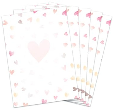 10 Briefbögen DIN A4, beidseitig per Hand beschriftbar und mit allen Druckern und Kopierern bedruckbar für Einladungen Briefpost Firmenpost Urkunden Zertifikate, Herzen in Rosa- und Beigetönen