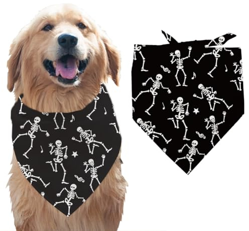 arricraft Hundehalstuch Mit Tanzenden Skeletten 1 Stück Schwarzer Haustierschal Parodie Bandana Verstellbar Dreieckiges Lätzchen Waschbar Baumwolltaschentuch Zubehör Für Große Hunde Haustiere