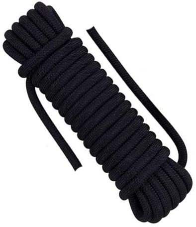 HONENCN 10 mm x 30 Meters Static Rope Marine Rope Anchor Rope Boat Rope Rappelling Rope Float Rope Tree Swing Rope Sail Rope Climbing Rope Black