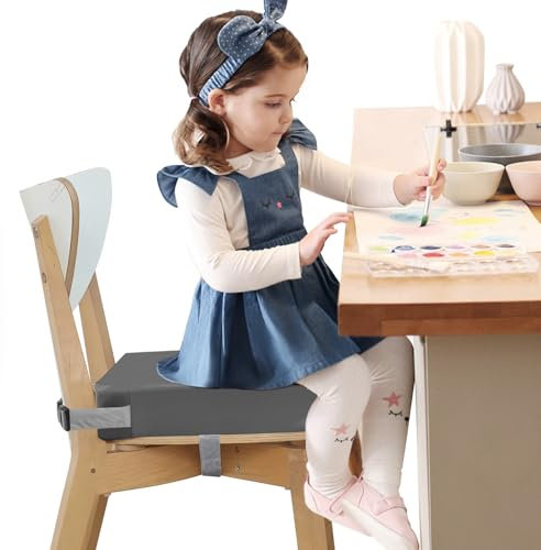 QGGTQG SitzerhöHung Stuhl Kind, PU Sitzerhöhung Zerlegbar Sitzerhöhung Kleinkind Tragbare Esszimmerstuhl ErhöHen Pad Rutschfeste StuhlerhöHung mit 2 Gurte Sicherheitsschnalle