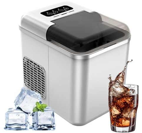 LFYLCDJJ Macchina per Il Ghiaccio, 10 kg/24 Ore, 9 cubetti Pronti in 8 Minuti, Si Connette al WiFi per la Produzione di Ghiaccio Remota, Display LED, Macchina per Il Ghiaccio Autopulente con Cestello
