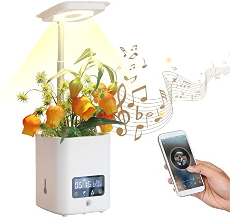 AUBEST Torre Hidropónica, de Cultivo hidropónico for jardín, jardín de Hierbas Interior con luz Led de Cultivo, macetero de jardín intelinte for el hogar, Cocina, Temporizador automático