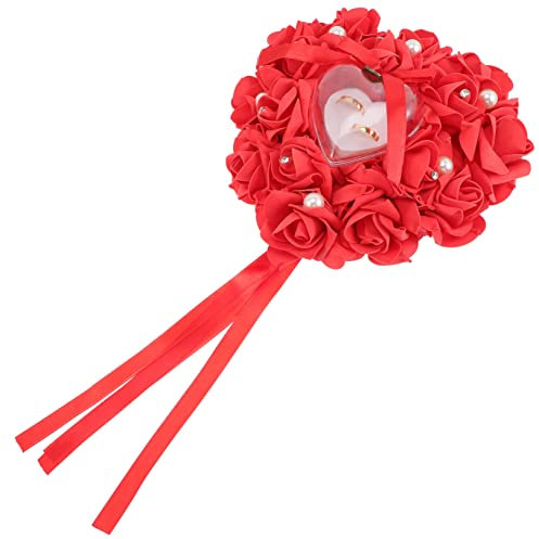 LIFKOME Herzförmige Ringkissenbox Für Hochzeit Blumenkissen Ringträgerkissen Elegant Und Romantisch