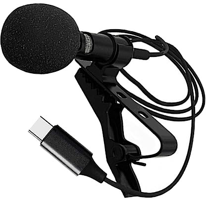 DOITOOL Kleiner Lavalier Mikrofon für Smartphone Typ-c Plug and Play Aktive Tonaufnahme Metall Kunststoff mit Pu Tasche für Vlog und Live Übertragung