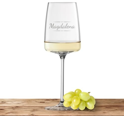 Zwiesel Glas Weißweinglas 363ml mit Namen oder Wunschtext graviert - Vivid Senses - personalisiertes Weinglas als Geschenk für Frauen und Männer - Motiv (Verzierung 03)