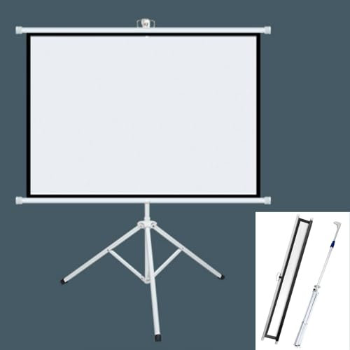Hoiweqr Pantalla Proyector, Pantalla Proyector Enrollable, Pantalla Tela Lona para Proyector con Tripode Enrollable Screen, Pantalla De Proyección Portátil 4K HD Adecuada para El Hogar(4:3 60in)