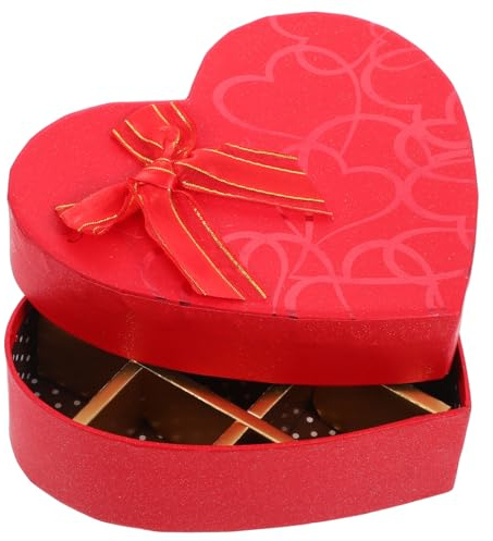 Cabilock Herzförmige Pralinenschachtel aus Karton mit Deckel 10 Fächer für Valentinstag Geschenkbox Verpackung