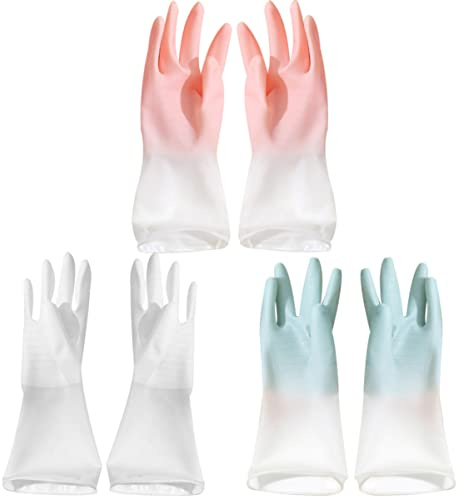PRETYZOOM Spülhandschuhe Gummi Haushaltshandschuhe Küchenhandschuhe S Größe 3 Paar Bunt für Handwäsche Reinigung Autopflege Gartenarbeit Zufällige Farbe