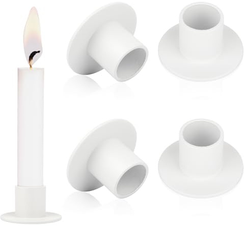 4Pcs Kerzenständer,Weiß Kerzenhalter Stabkerzen,Metall Candles Holders | Ø22mm Stabkerze Halterung,Retro Stabkerzenhalter für Hochzeits Adventskranz, Weihnachtsfest, Halloween Party & Wohnzimmer