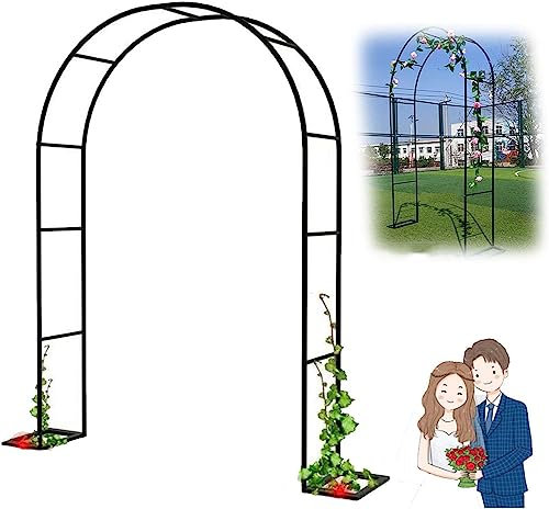 Arc de jardin en métal lourd treillis 1,8 m de large résistant aux intempéries arcs de rose cadre d'arc de mariage pour environnements de jardin, vert