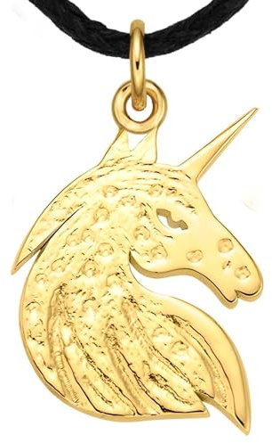 Licorne Collier Amulette Argent 925 Plaqué Or Magic Fantasy Cadeau Talisman