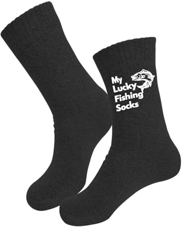 Mason Life Regali di pesca per uomini, My Lucky Fishing Socks, calzini da uomo 9-12 papà calzini regali per lui divertente calzino uomo novità Funky Crew Socks