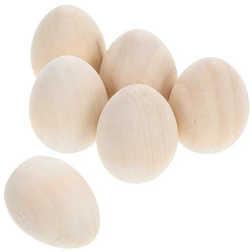 Mipcase 6pezzi Uova Pasqua in Finto Legno Non Finite Per Lavoretti Da Te Decorazioni Pasquali in Legno Grezzo Per Progetti Creativi Artigianato