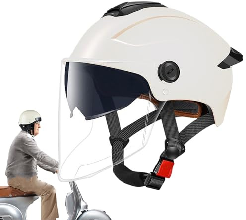 Motorcycle Helmets, Half Shell Headgear, Double Visor Design, Breathable Protective Build, Riding Safety Gear, Ideal for Men, Women, Motorbike, Scooter, Sportbike, Racing Use