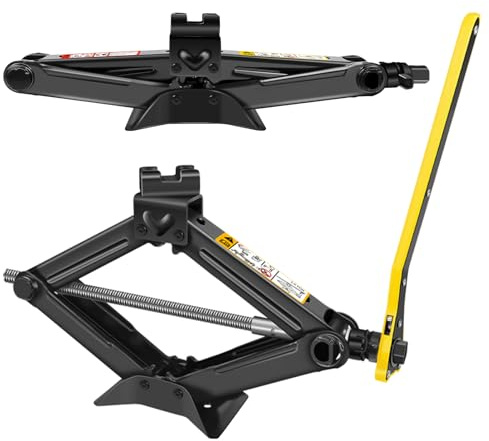Universal Scissor Jack Kit, 2Ton Heavy Duty Steel Scissor Jack for Car with Ratchet Wrench, Lifting Range: 11-39cm, Portable Car Jack Kit, Tire Emergency Changing Tool Kit for Easy Lifting Cars, SUVs