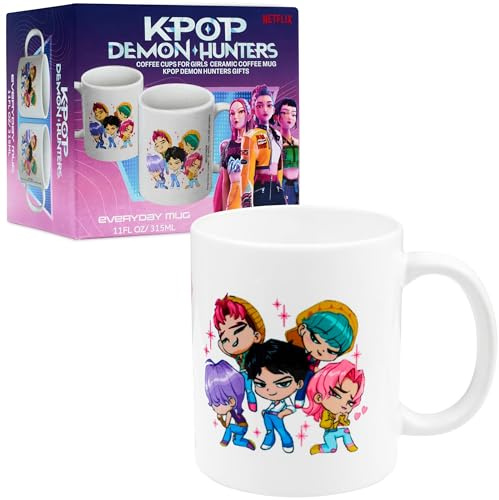 KPop Demon Hunters Saja pojkar original muggar 315 ml, keramik kaffe eller te mugg, Kpop krigare presenter till fans (vita pojkar saxiska)