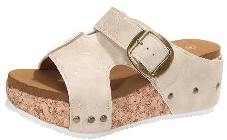 Skor dam 44 med ett spänne tofflor spänne med strand öppen spets dam sandaler tofflor skor dam stövletter svart slät, Vit, 43 EU