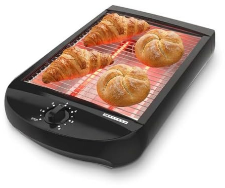 Melissa Flachbetttoaster mit abnehmbarer Krümelschale, mechanischer Timer, große 24 x 18,5 cm Toastfläche für Brot und Bagels - Schwarz