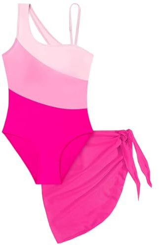 Traje de Baño Una Pieza para Niñas con Diseño Asimétrico y Detalles Malla Elegante BañAdor NiñA 2 AñOs 9 12 Camiseta Neopreno