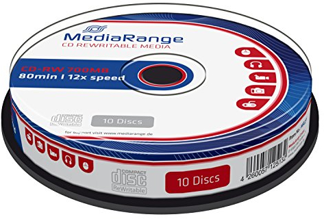 Mediarange MR235 CDRW80 700MB 12x Cake Box Lot de 10