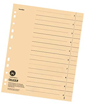 Original Falken 100er Pack Trennblätter. Made in Germany. Aus Recycling-Karton für DIN A4 chamois Trennlaschen Trennblätter Ordner Register Kalender Blauer Engel