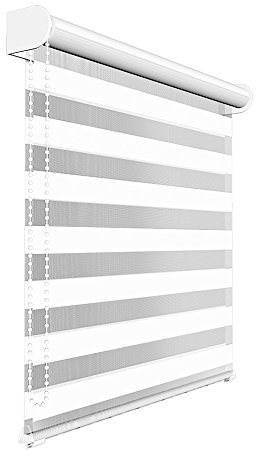 Victoria M. Doppelrollo für Fenster & Türen Duo-Rollo Lichtdurchlässig & Verdunkelnd mit Kettenzug Wand- o. Deckenmontage, 90 x 175cm, Weiss