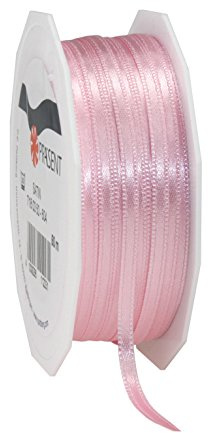 PRÄSENT C.E. Pattberg Satin Hellrosa, 50 m Satinband zum Einpacken von Geschenken, 3 mm Breite, Geschenkband zum Dekorieren & Basteln, Dekoband, Anlass