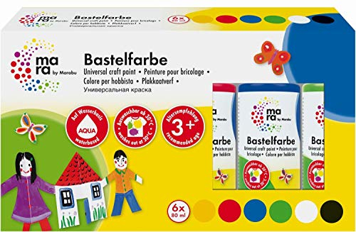 Mara by Marabu 042000087 - Bastelfarbe, 6 x 80 ml