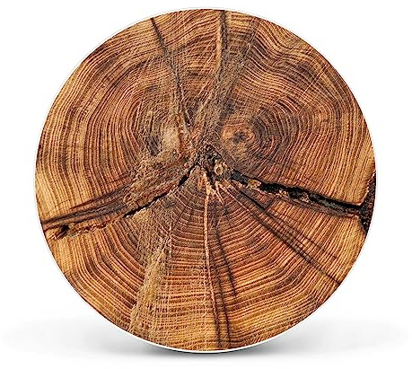 banjado Magnettafel Ø 47cm Weiß - Magnetwand aus Metall - Magnetpinnwand als Memoboard - Pinnwand Magnettafel Küche, Büro, Kinderzimmer inkl. 4 Magnete & Montageset - Jahresringe