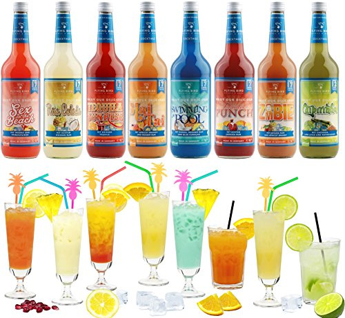 Flying Bird Mixpaket für 130 fertige Cocktails | 8 x 0,7l mit Alkohol | Saft dazu, schütteln, fertig